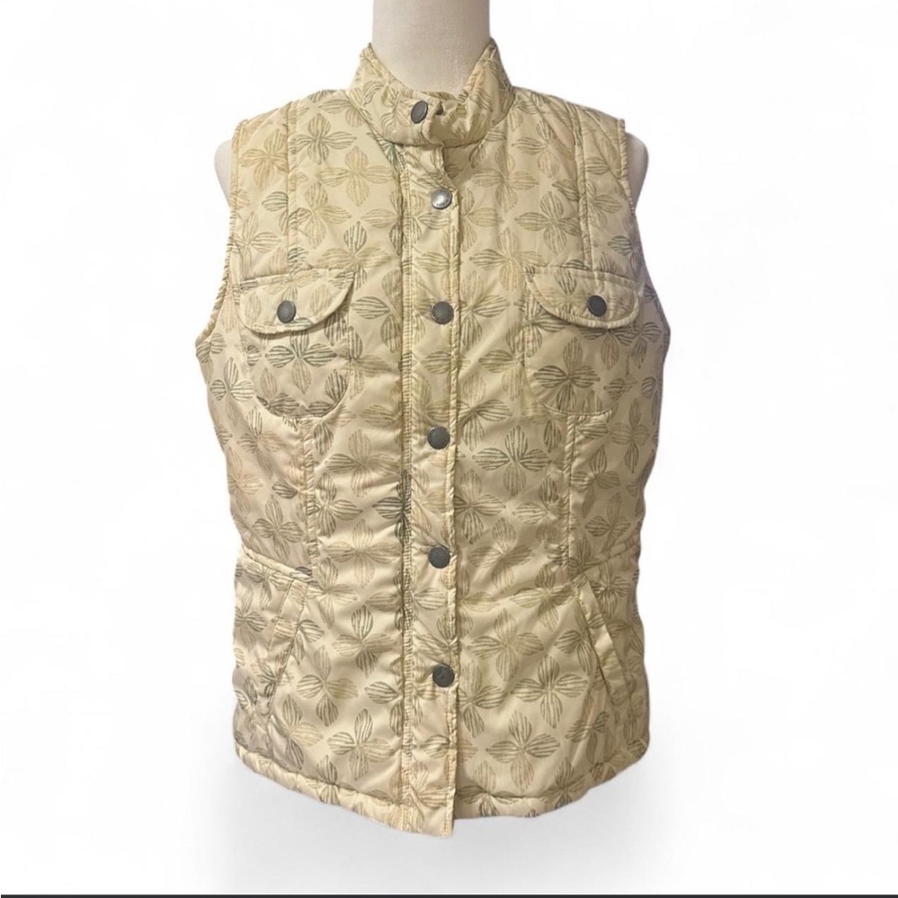 Sigrid Olsen Quilted Vest – Neutral Floral Print like new size large